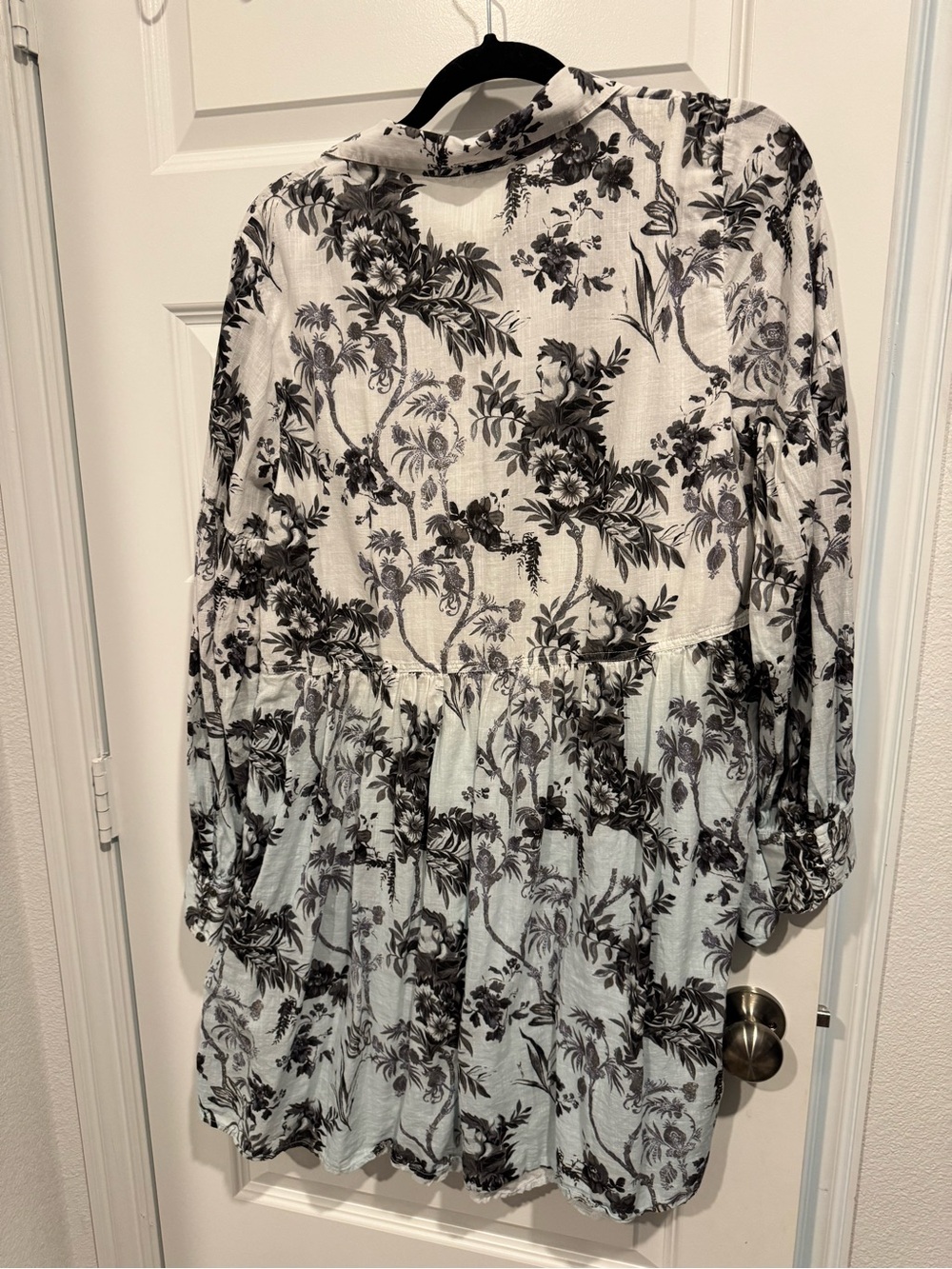 Anthropologie Lavinia Blue White Floral Cotton Shirt Dress Size 14 - Picture 4 of 4
